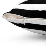 Square Pillow-Black White-Stripes