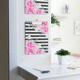 Clipboard-Magenta Pink-Floral Bash-Black Horizontal Stripes-White