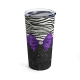 Tumbler 20oz-Glam Purple Bow-Zebra-Black Glitter