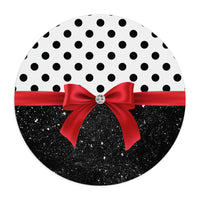 Mouse Pad-Glam Red Bow-Black Polka Dots-Black Glitter