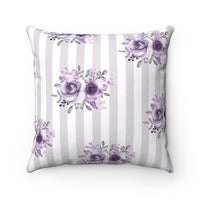 Square Pillow-Stormy Purple-Floral Pinstripes-4 Sizes