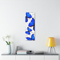 Canvas Art Panel 12"X36"in-Royal Blue Butterflies-Illegible Cursive-Variant 2