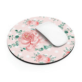 Mouse Pad-Lush Pink Floral-White Polka Dots-Pink