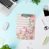 Clipboard-Pink Floral Butterflies-Pink Horizontal Stripes
