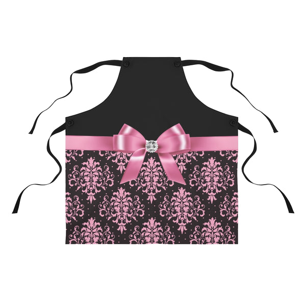 Apron-Glam Pink Bow-Pink Lace-Black