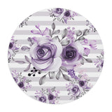 Mouse Pad-Soft Purple Floral-Soft Purple Horizontal Stripes-White