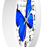 Wall Clock-Royal Blue Butterfly-Illegible Cursive-10"x10"in