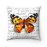 Square Pillow-Orange Butterfly-Illegible Cursive