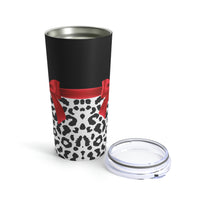 Tumbler 20oz-Glam Red Bow-Snow Leopard-Black