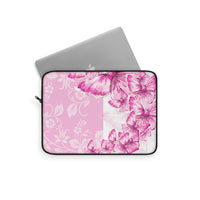 Laptop Sleeve-Pink Butterfly Duo-White