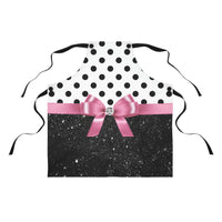 Apron-Glam Pink Bow-Black Polka Dots-Black Glitter