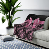 Velveteen Plush Blanket-Pink Bow-Pink Lace-Black