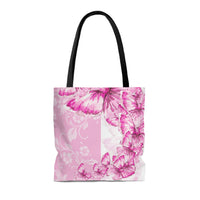 Tote Bag-Pink Butterfly Duo-White