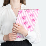 Clipboard-Magenta Pink-Floral Pinstripes