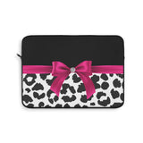 Laptop Sleeve-Glam Passion Pink Bow-Snow Leopard-Black