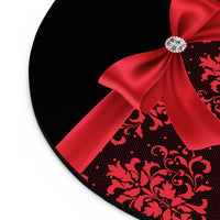 Mouse Pad-Glam Red Bow-Red Lace-Black