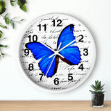 Wall Clock-Royal Blue Butterfly-Illegible Cursive-10"x10"in