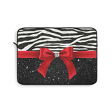 Laptop Sleeve-Glam Red Bow-Zebra-Black Glitter