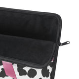 Laptop Sleeve-Glam Pink Bow-Snow Leopard-Black