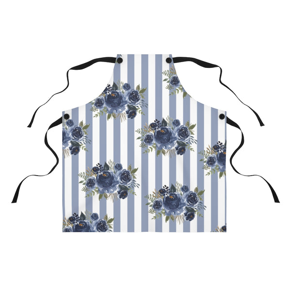 Apron-Stormy Blue-Floral Pinstripes