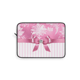 Laptop Sleeve-Glam Pink Bow-Pink White Stencil-Pink White Pinstripes
