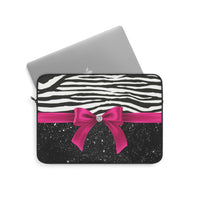 Laptop Sleeve-Glam Passion Pink Bow-Zebra-Black Glitter