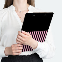 Clipboard-Glam Pink Bow-Pink Black Pinstripes-Black