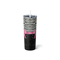 Skinny Tumbler, 20oz-Glam Pink Bow-Zebra-Black Glitter