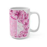 Coffee Mug 15oz-Pink Butterfly Duo-White