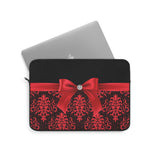 Laptop Sleeve-Red Bow-Red Lace-Black