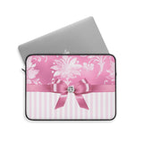 Laptop Sleeve-Glam Pink Bow-Pink White Stencil-Pink White Pinstripes