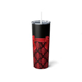 Skinny Tumbler, 20oz-Glam Red Bow-Red Lace-Black