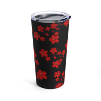 Tumbler 20oz-Red Floral Blossoms-Black