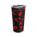 Tumbler 20oz-Red Floral Blossoms-Black