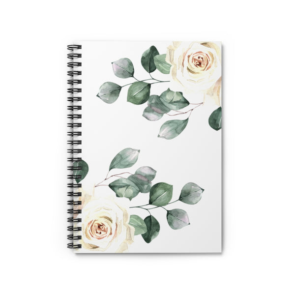 Spiral Notebook-White Rose-White