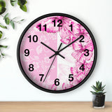 Wall Clock-Pink Butterfly Duo-White