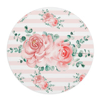 Mouse Pad-Lush Pink Floral-Pink Horizontal Stripes-White