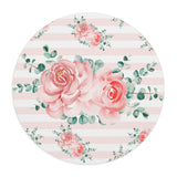 Mouse Pad-Lush Pink Floral-Pink Horizontal Stripes-White