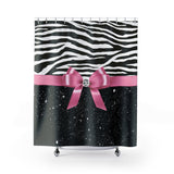 Shower Curtains-Glam Pink Bow-Zebra-Black Glitter