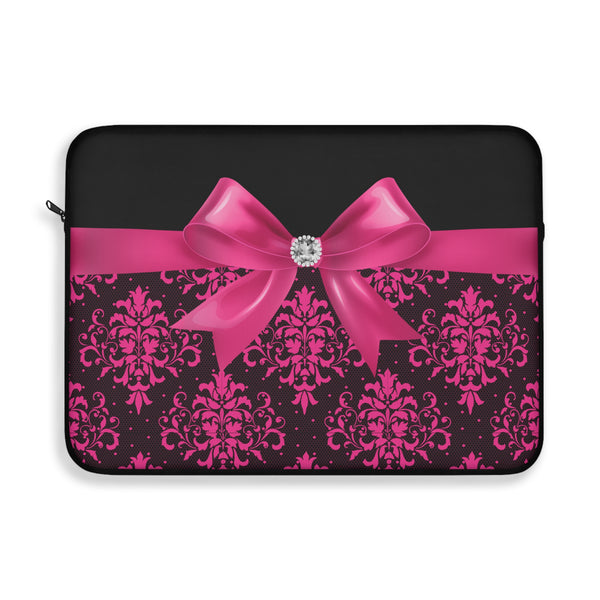 Laptop Sleeve-Passion Pink Bow-Passion Pink Lace-Black