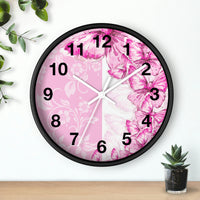 Wall Clock-Pink Butterfly Duo-White