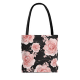 Tote Bag-Pink Rose-Pink Stencil-Black