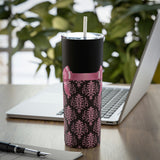 Skinny Tumbler, 20oz-Glam Pink Bow-Pink Lace-Black