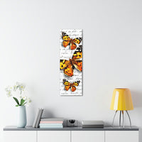 Canvas Art Panel 12"X36"in-Orange Butterflies-Illegible Cursive-Variant 1