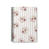 Spiral Notebook-Neutral Browns-Floral Pinstripes-Ruled Lined