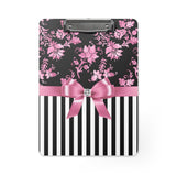 Clipboard-Glam Pink Bow-Pink Stencil-Black White Pinstripes