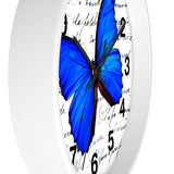 Wall Clock-Royal Blue Butterfly-Illegible Cursive-10"x10"in