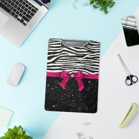 Clipboard-Glam Passion Pink Bow-Zebra-Black Glitter