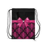 Drawstring Bag-Glam Passion Pink Bow-Passion Pink Lace-Black