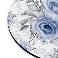 Mouse Pad-Stormy Blue-Floral Stencil-White